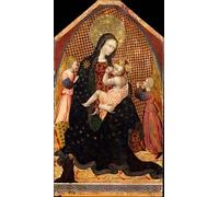 XcBAIHOUD Vintage Modern Canvas Prints Animal Pictures Lady and Child with Two Angels and a Donor by Di Paolo Vintage Poster for Office Decor 60x90cm