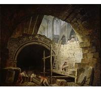 XcBAIHOUD Vintage Modern Canvas Prints Animal Pictures Plundering the Royal Vaults At St Denis in October by Hubert Robert Vintage Poster for Office Decor 60x90cm