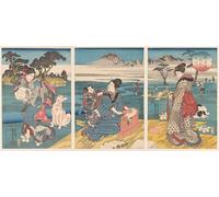 XcBAIHOUD Vintage Modern Canvas Prints Animal Pictures Settsu Settsu and Toon Tama River by Utagawa Kuniyoshi Vintage Poster for Office Decor 60x90cm