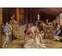 XcBAIHOUD Vintage Modern Canvas Prints Animal Pictures Shearing the Rams by Tom Roberts Vintage Poster for Office Decor 60x90cm