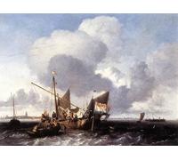 XcBAIHOUD Vintage Modern Canvas Prints Animal Pictures Ships on the Zuiderzee Before the Fort of Naarden by Ludolf Backhuysen Vintage Poster for Office Decor 60x90cm