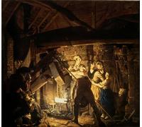 XcBAIHOUD Vintage Modern Canvas Prints Animal Pictures the Iron Forge by Wright of Derby Vintage Poster for Office Decor 60x90cm