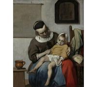 XcBAIHOUD Vintage Modern Canvas Prints Animal Pictures the Sick Child by Gabriel Metsu Vintage Poster for Office Decor 60x90cm