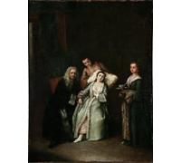 XcBAIHOUD Vintage Modern Canvas Prints Animal Pictures the Sick Woman Visit of the Doctor Taking the Pulse of the Sick Painting by Pietro Longhi Vintage Poster for Office Decor 60x90cm
