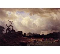 XcBAIHOUD Vintage Modern Canvas Prints Animal Pictures Thunderstorm in the Mountains by Albert Bierstadt Vintage Poster for Office Decor 60x90cm