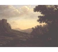 XcBAIHOUD Vintage Pictures Printed Wall Art Graffiti Extensive Wooded Landscape with Ruined Temple by Claude Lorrain Posters and Prints for Office Decor 60x90cm