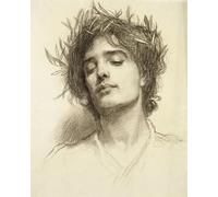 XcBAIHOUD Vintage Pictures Printed Wall Art Graffiti Figure with a Laurel Wreath by Herbert Draper Posters and Prints for Office Decor 60x90cm