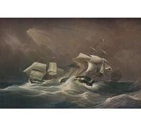 XcBAIHOUD Vintage Pictures Printed Wall Art Graffiti H.m.s Indefatigable Engaging the French Droits-de-lhomme by Famous painting Posters and Prints for Office Decor 60x90cm