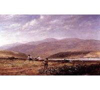 XcBAIHOUD Vintage Pictures Printed Wall Art Graffiti Haymakers in a Welsh Landscape by David Cox Posters and Prints for Office Decor 60x90cm