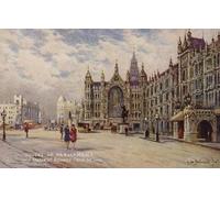 XcBAIHOUD Vintage Pictures Printed Wall Art Graffiti Houses of Parliament and the Statue of Richard Coeur De Animal by Alfred De Breanski Posters and Prints for Office Decor 60x90cm