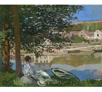XcBAIHOUD Vintage Pictures Printed Wall Art Graffiti on the Bank of the Seine Bennecourt by Claude Monet Posters and Prints for Office Decor 60x90cm
