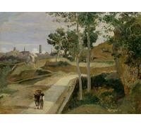 XcBAIHOUD Vintage Pictures Printed Wall Art Graffiti Road from Volterra by Jean Baptiste Camille Corot Posters and Prints for Office Decor 60x90cm