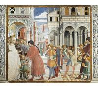 XcBAIHOUD Vintage Pictures Printed Wall Art Graffiti St Augustine Taken by His Parents to Grammar Teacher At Tagaste by Benozzo Di Lese Di Sandro Gozzoli Posters and Prints for Office Decor 60x90cm