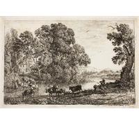 XcBAIHOUD Vintage Pictures Printed Wall Art Graffiti the Cowherd by Claude Lorrain Posters and Prints for Office Decor 60x90cm