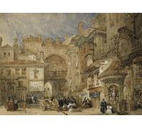 XcBAIHOUD Vintage Pictures Printed Wall Art Graffiti the Gate of the Viva Rambla Granada by David Roberts Posters and Prints for Office Decor 60x90cm