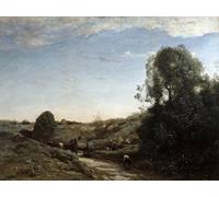 XcBAIHOUD Vintage Pictures Printed Wall Art Graffiti The Horsecart Memory of Marcoussis near Montlhery by Jean Baptiste Camille Corot Posters and Prints for Office Decor 60x90cm