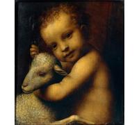 XcBAIHOUD Vintage Pictures Printed Wall Art Graffiti the Infant Jesus with a Lamb by Bernardino Luini Posters and Prints for Office Decor 60x90cm