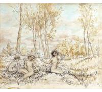 XcBAIHOUD Vintage Pictures Printed Wall Art Graffiti Three Wood Nymphs Gathering Flowers by Arthur Rackham Posters and Prints for Office Decor 60x90cm