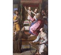 XcBAIHOUD Vintage Pictures Printed Wall Art Graffiti Virgin and Child with Saints Francis and Lucy by Alessandro Allori Posters and Prints for Office Decor 60x90cm