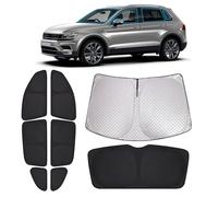 XCBYT Car Sun Protection Front Windscreen Side Window for VW Tiguan II 2016-2024, Windscreen Rear Window Car Window Sun Protection Window Blackout Privacy Screen Curtain Heat Protection Camping