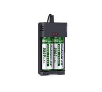 XCC 6650 Lithium Battery Torch 3.7v High Capacity Rechargeable 4.2v Battery Charger (Size : Two)