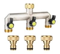 XCDMJ 3-Way Tap Water Distributor, 3/4 Hose Tap Adapter, 3 Distributors Distributors Made of Brass 3/4 Inch Adapter 1/2 Inch with Ball Valve for Adjusting and Shutting the Water Flow