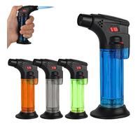 XCDMJ 4 Pack of Jet Flame Lighter, Butane Gas Refill,Portable Mini Torch Lighters, Adjustable Windproof Lighter with Safety Lock for Grill, Stove, Candle, Firework,Creme Brulee(Gas Not Included)