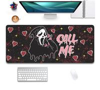 XCDZLNDL Call Me Mouse Pad Ghostface Desk Mat, Large Desk Mat for Mouse and Keyboard, 27.5 x 11.8 in, Fabric