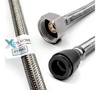 Xcel Home 15mm x 3/4" BSP 300mm PushFit Flexible Connector | WRAS Approved | Braided Stainless Steel Flexi Tail Hose for Kitchen Sink & Bathroom Basin Taps | 300mm Long, 3 Lengths Available | 1 Pipe