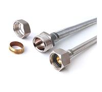 Xcel Home 2X 1/2" BSP x 15mm Compression Flexible Pipe Connectors (600mm) Pair Stainless Steel Braided Hose Pipe for Bathroom Kitchen Boiler DIY Replacement Rust Lead & Corrosion Free