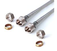 Xcel Home 2X 300mm x 15mm Compression x 15mm Compression Flexible Pipe Connectors (Pair) | Replacement Kitchen Bathroom | Connects Copper Pipes | Durable Quality Stainless Steel | Corrosion Rust-Free