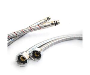 Xcel Home 2X M10 1/2 BSP 500mm Long Flexible Pipe Connectors - Kitchen/Basin Monobloc Mixer Tap Connectors - Rust, Corrosion, and Lead-Free 304 Stainless Steel Flexi Pipe Tails with Long Male Ends