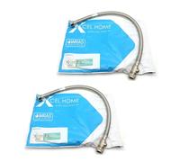 Xcel Home 2X WRAS Approved 500mm 15mm Compression with Isolation Valve x 1/2" Flexible Pipe Connector | Kitchen Sink/Bathroom Basin Stainless Steel Braided Flexi Connectors