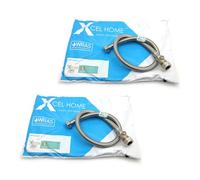 Xcel Home 2X WRAS Approved 600mm 15mm Compression with Isolation Valve x 1/2" Flexible Pipe Connector | Kitchen Sink/Bathroom Basin Stainless Steel Braided Flexi Connectors