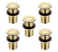 Xcel Home 5x Brushed Gold Unslotted Basin Waste | Click Clack Replacement Pop Up Brass Polished Bathroom Sink Plug