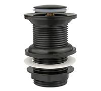 Xcel Home Black Click Clack Unslotted Basin Waste - Durable Brass Construction Bathroom Sink Pop-Up Plug with Brass Tightening Nut - Standard British G 1 ¼ BSP Connection (Standard | Black)