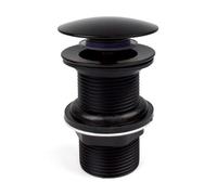 Xcel Home Black Dome Click Clack Unslotted Basin Waste | G 1 1/4" BSP | Durable Brass Bathroom Sink Drain Plug with Tightening Nut | Standard British Pop-Up Connection | Easy Installation