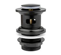Xcel Home Black Slotted Click Clack Basin Waste | Brass Pop-Up Drain Plug for Sinks with Overflow | Brass Tightening Nut | Standard G1¼ BSP | Matt Black Finish