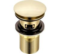 Xcel Home Brushed Gold Slotted Click Clack Basin Waste | Dome Shaped Brass Round Bathroom Pop Up Sink Plug Replacement | British Standard G 1 1/4" BSP Connection Sink Drain| (Brushed Gold) 1 Pc