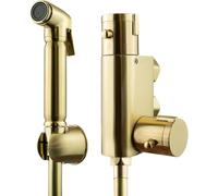 Xcel Home Brushed Gold Thermostatic Bidet Shower Douche Set, Brass شطاف المسلم Sprayer for Toilet & Bathroom, 1.2m Stainless Steel Hose & Wall Bracket Holder for حمام Hygiene Leak Prevention