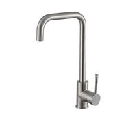 Xcel Home Brushed Stainless Steel Mixer Kitchen Sink Tap | Elite Range Abode | Swivel Single Lever Mono-Bloc Tap | Comes with Fittings & Hose Connectors