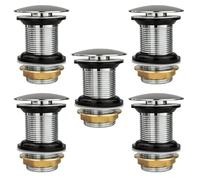 Xcel Home Chrome Dome Click Clack Unslotted Basin Waste | Standard G 1 1/4" BSP Connection | Solid Brass Construction | Round Pop Up Plug Replacement | Mushroom Bathroom Sink Trap (5 Packs)