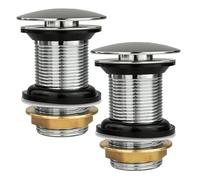 Xcel Home Chrome Dome Click Clack Unslotted Basin Waste | Standard G 1 1/4" BSP Connection | Solid Brass Construction | Round Pop Up Plug Replacement | Mushroom Bathroom Sink Trap (2 Packs)