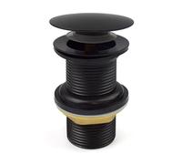 Xcel Home Click Clack Unslotted Basin Waste - Durable Brass Construction Bathroom Sink Drain Plug with Brass Tightening Nut - Standard British G 1 ¼ BSP Connection Pop-Up Drain (Dome | Matte Black)