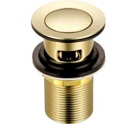 Xcel Home G 1 1/4" BSP Slotted Brushed Gold Click Clack Basin Waste | Brass Round Pop Up Bathroom Sink Plug - British Standard Connection Sink Drain - Ideal Replacement & Easy Install, 1 pc