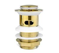 Xcel Home G 1 1/4" BSP Slotted Gold Click Clack Basin Waste | Ideal Round Bathroom Brass Pop Up Sink Plug - British Standard BSP Connection Sink Drain Fit - 1 pc Replacement for Drainage