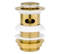 Xcel Home G 1 1/4" BSP Slotted Gold Click Clack Basin Waste | Quality Brass Pop-Up Bathroom Sink Plug - Standard BSP Connection Fit - Replacement for Drainage & Easy Installation, 1 pc