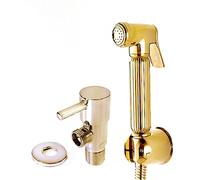 Xcel Home Gold Wall Mounted Bidet Douche Set | Brass | 1.2m Hose | Hand Held Muslim Shattaf Bidet Shower Head for Toilet and Bathroom | Isolation Valve & Sprayer Kit | Hygiene Solution