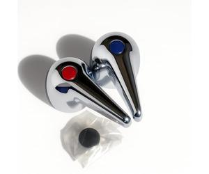 Xcel Home Leger Tap Handle Pair - Chrome Lever Replacement Set for Hot & Cold Basin or Bath Taps, Easy Fit and Durable Finish