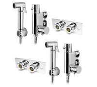 Xcel Home Quality Thermostatic Chrome Brass Bidet Douche All in One Set with Wall Plate | Muslim Shattaf Shower Head | Hygiene Toilet Spray Cleaner | 2 Sets